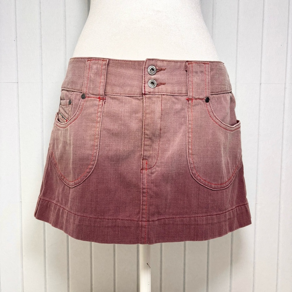 Diesel‎ Rare Retro Vintage Mauve Denim Cotton Mini Skirt Size 31